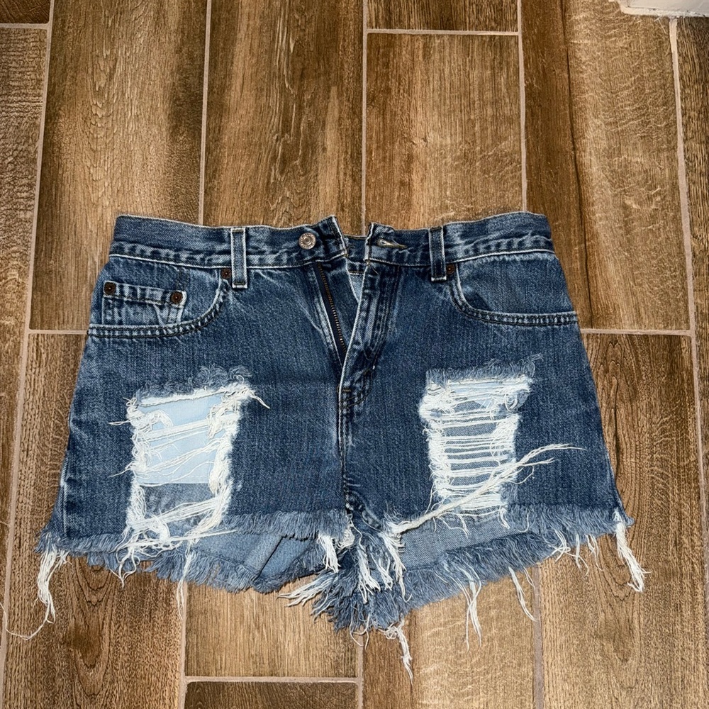 Levi's Blue Jean Cut-Off Shorts with Distressed Details